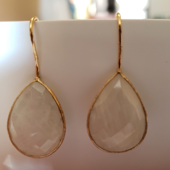 NWOT Gold Plated Gemstone Drop Earrings - Picture 3 of 6